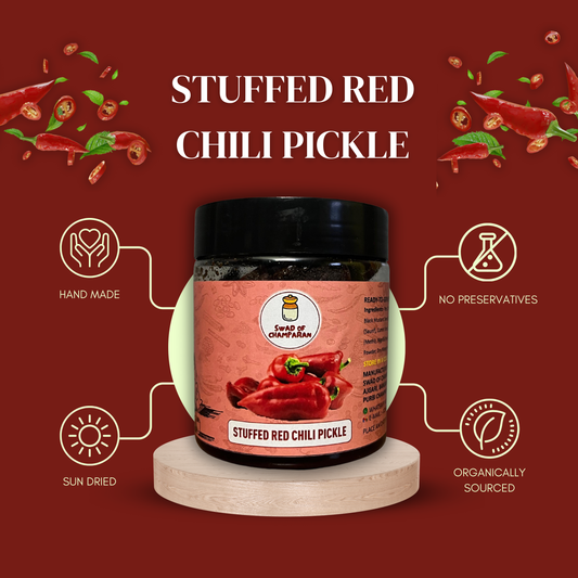 Stuffed Red Chili Pickle (Lal Mirch Ka Bharua Achar)