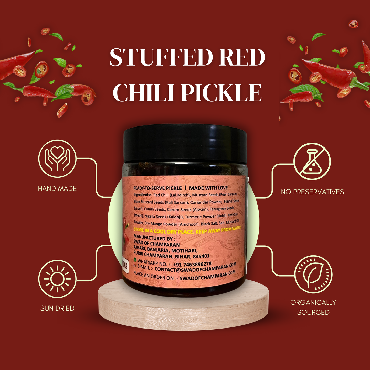 Stuffed Red Chili Pickle (Lal Mirch Ka Bharua Achar)