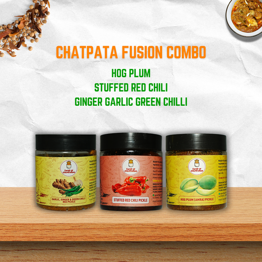 Chatpata Fusion Combo (Ginger Garlic Green Chilli, Hog Plum, Stuffed Red Chilli)